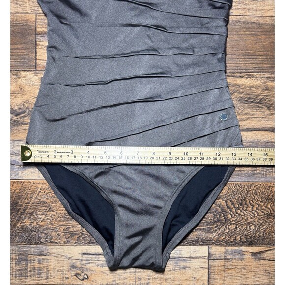 Calvin Klein One Piece Swimsuit Brown Shimmer One Strap Size 4 - Picture 4 of 9